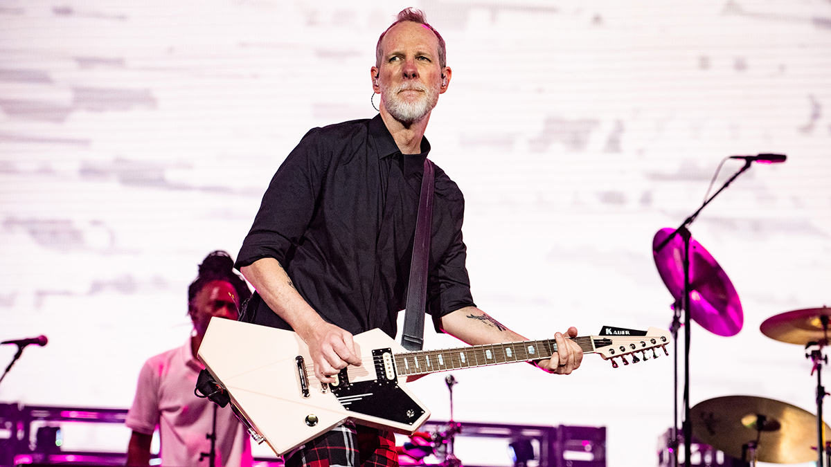 Tom Dumont of No Doubt performs at the 2024 Coachella Valley Music and Arts Festival at the Empire Polo Club in Indio, California on April 20, 2024