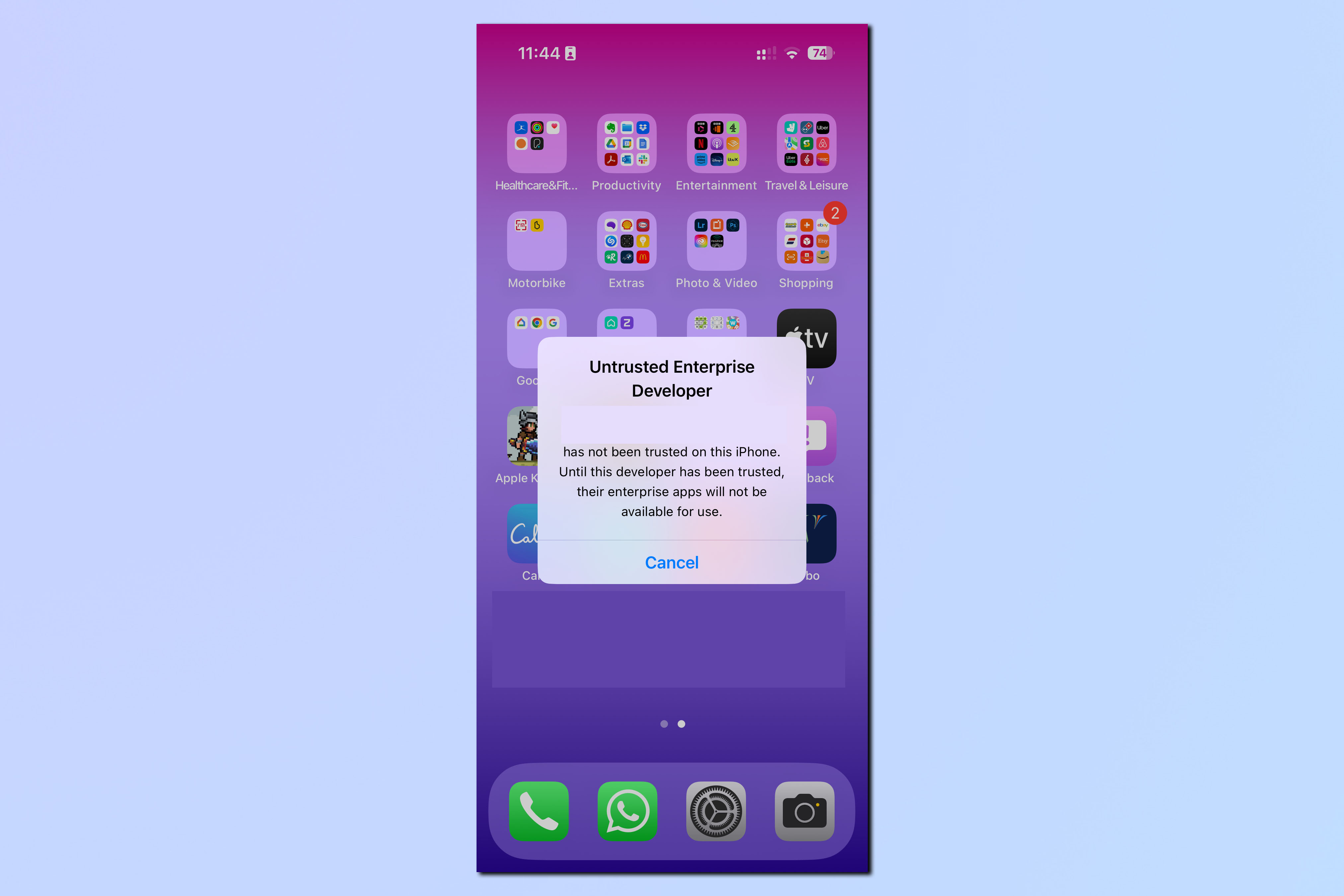 Une capture d'écran montrant comment charger des applications sur iPhone