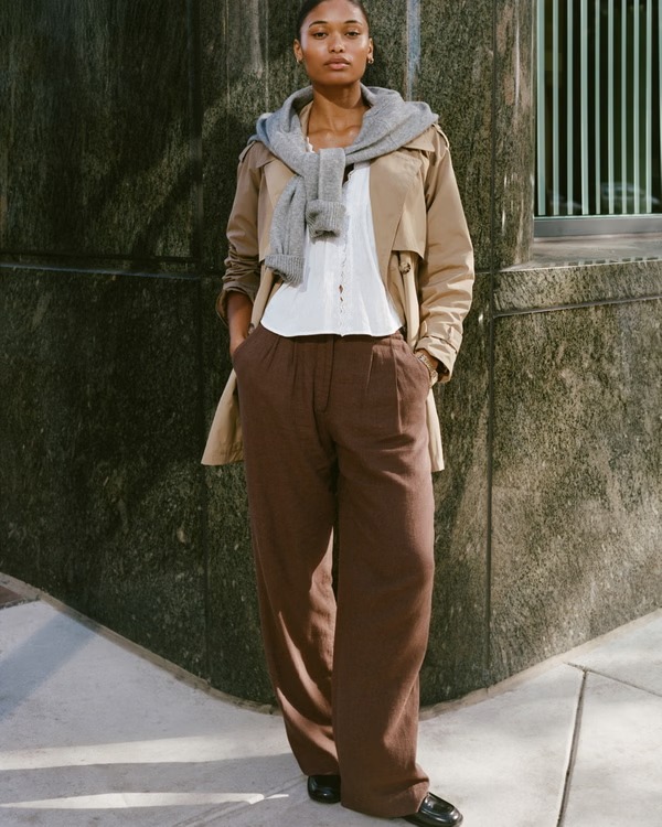 A&amp;amp;f Sloane Linen-Blend Tailored Wide Leg Pant