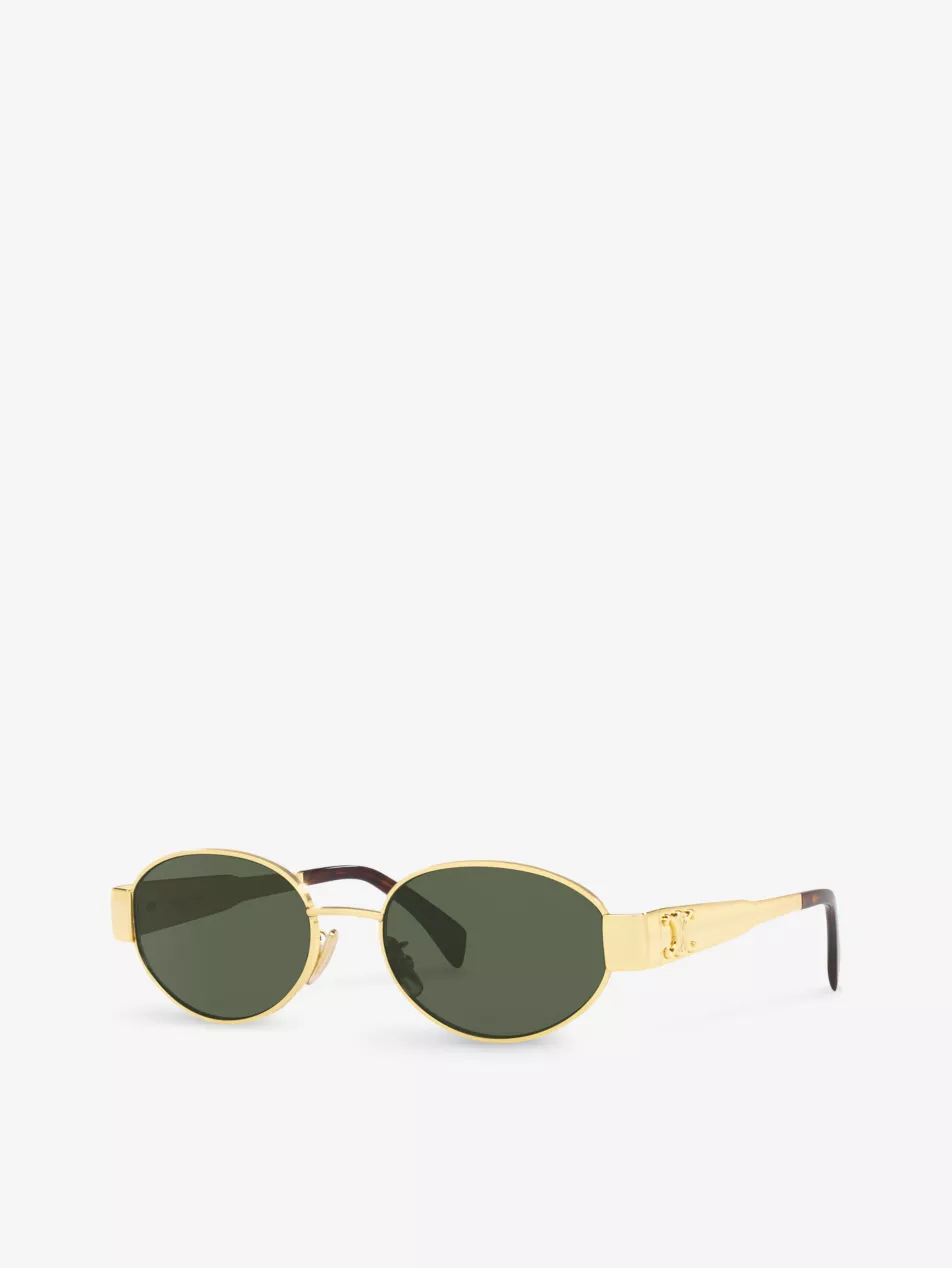 Cl40235u Oval-Frame Metal Sunglasses