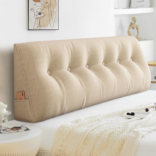 Mingfuxin Wedge Lumbar Pillows, Large Headboard Triangular Reading Pillows, Bed Backrest Positioning Support Pillow With Removable Cover for Bed Sofa Relaxing Gaming Reading