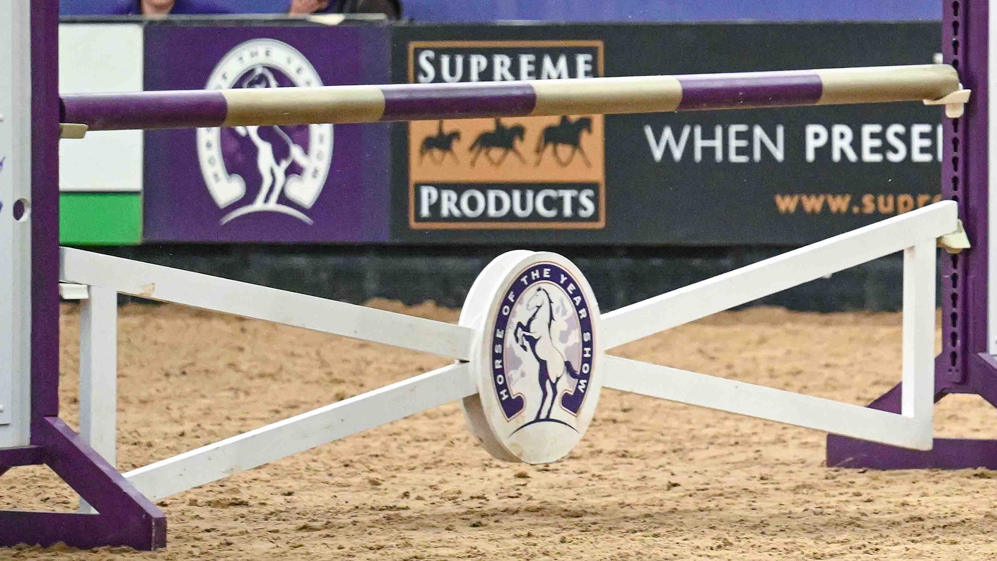 A close-up of a showjump in the HOYS arena