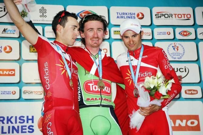 Nicolas Edet (Cofidis), Mustafa Sayar (Torku) and Yoann Bagot