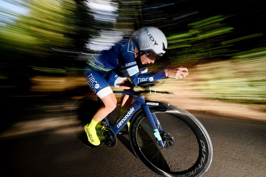 ATHERSTONE ENGLAND OCTOBER 06 Kristen Faulkner of United States and Team TIBCO Silicon Valley Bank sprints during the 7th The Womens Tour 2021 Stage 3 a 166km Individual time trial from Atherstone to Atherstone thewomenstour UCIWWT on October 06 2021 in Atherstone England Photo by Justin SetterfieldGetty Images