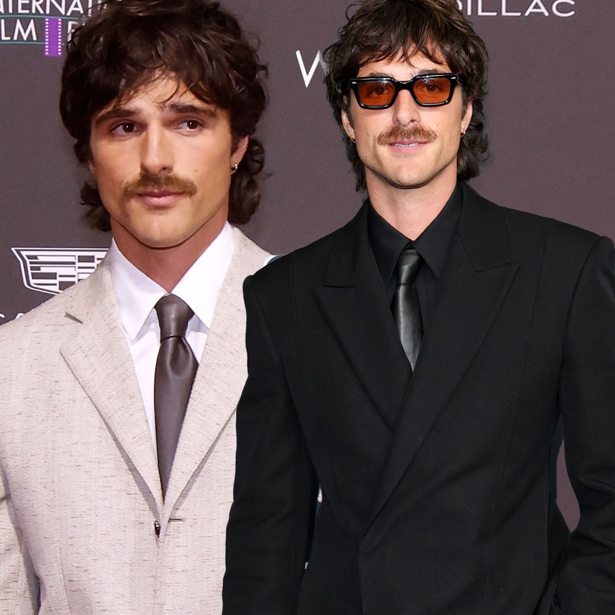 Jacob Elordi on the red carpet wearing a leather Bottega Veneta tie. 