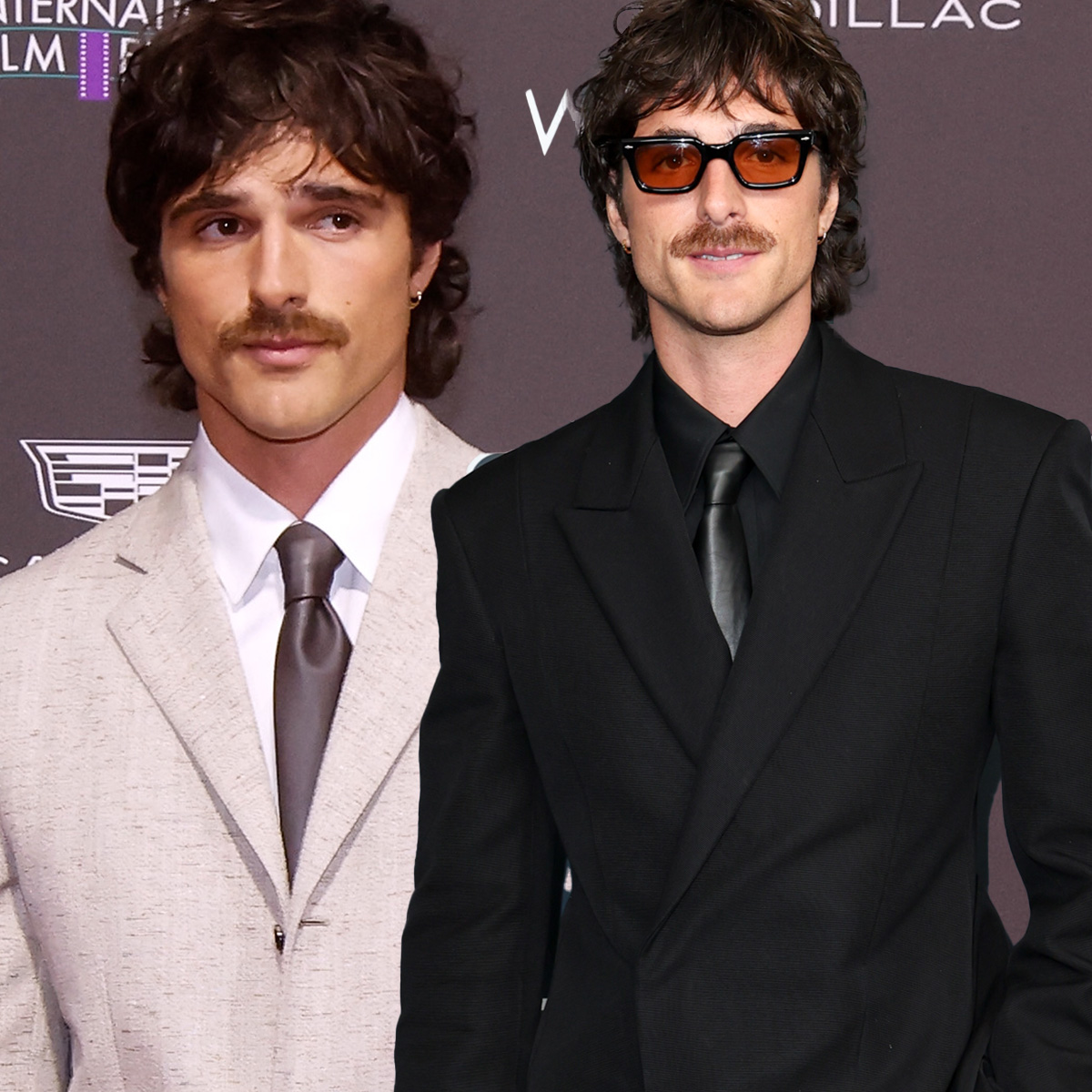 Jacob Elordi on the red carpet wearing a leather Bottega Veneta tie. 