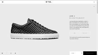 A striking example of minimalistic design: footwear label ETQ's site