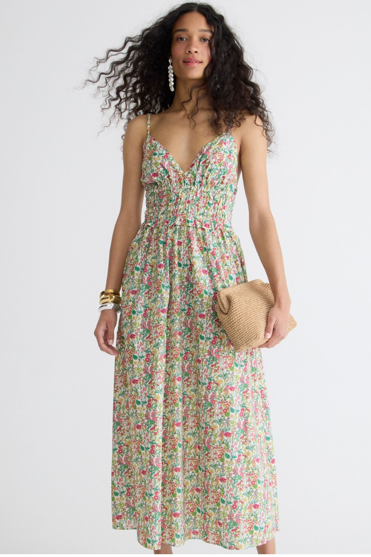 J.Crew V-Neck Smocked-Waist Dress in Liberty® Fabric