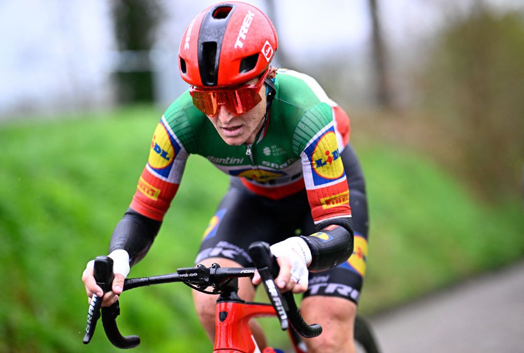 Lidl-Trek&#039;s Italian rider Elisa Longo Borghini competes in the women&#039;s race of the &#039;Ronde van Vlaanderen&#039; (Tour des Flandres) one day cycling race, 163 km from Oudenaarde to Oudenaarde, on March 31, 2024. (Photo by JASPER JACOBS / Belga / AFP) / Belgium OUT