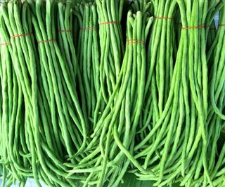 Yardlong beans on a market