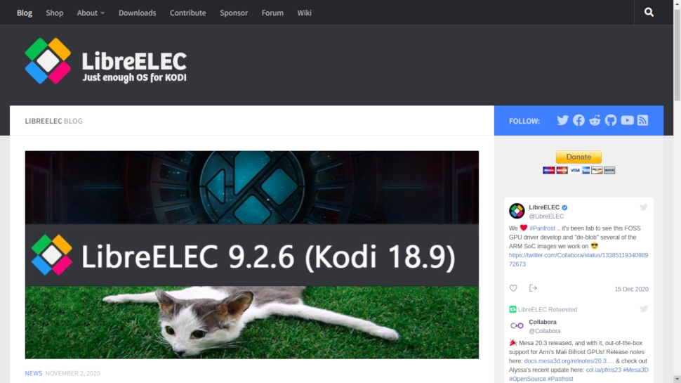 Screenshot of LibreELEC website