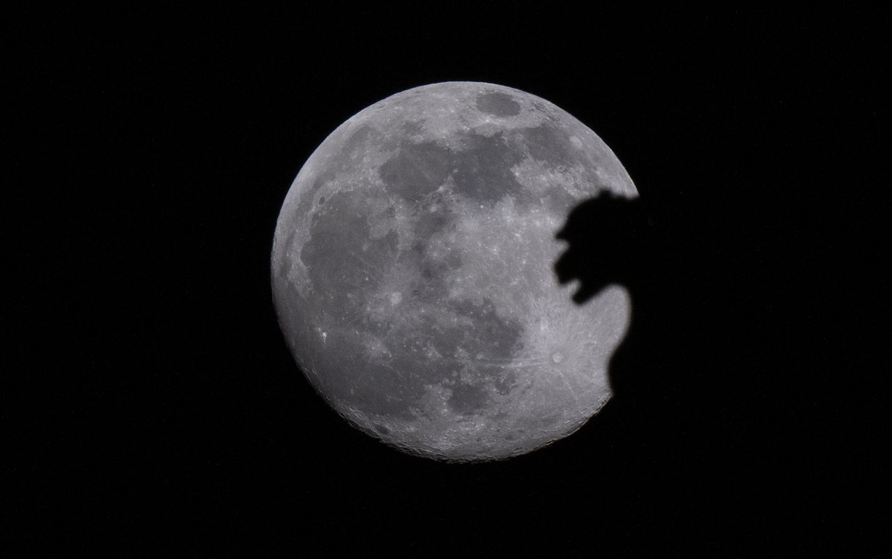 Despite its somewhat frivolous name, the Pink Moon looks ominous and foreboding when framed by a gargoyle at Notre-Dame de Paris Cathedral in Paris, on April 4, 2023.