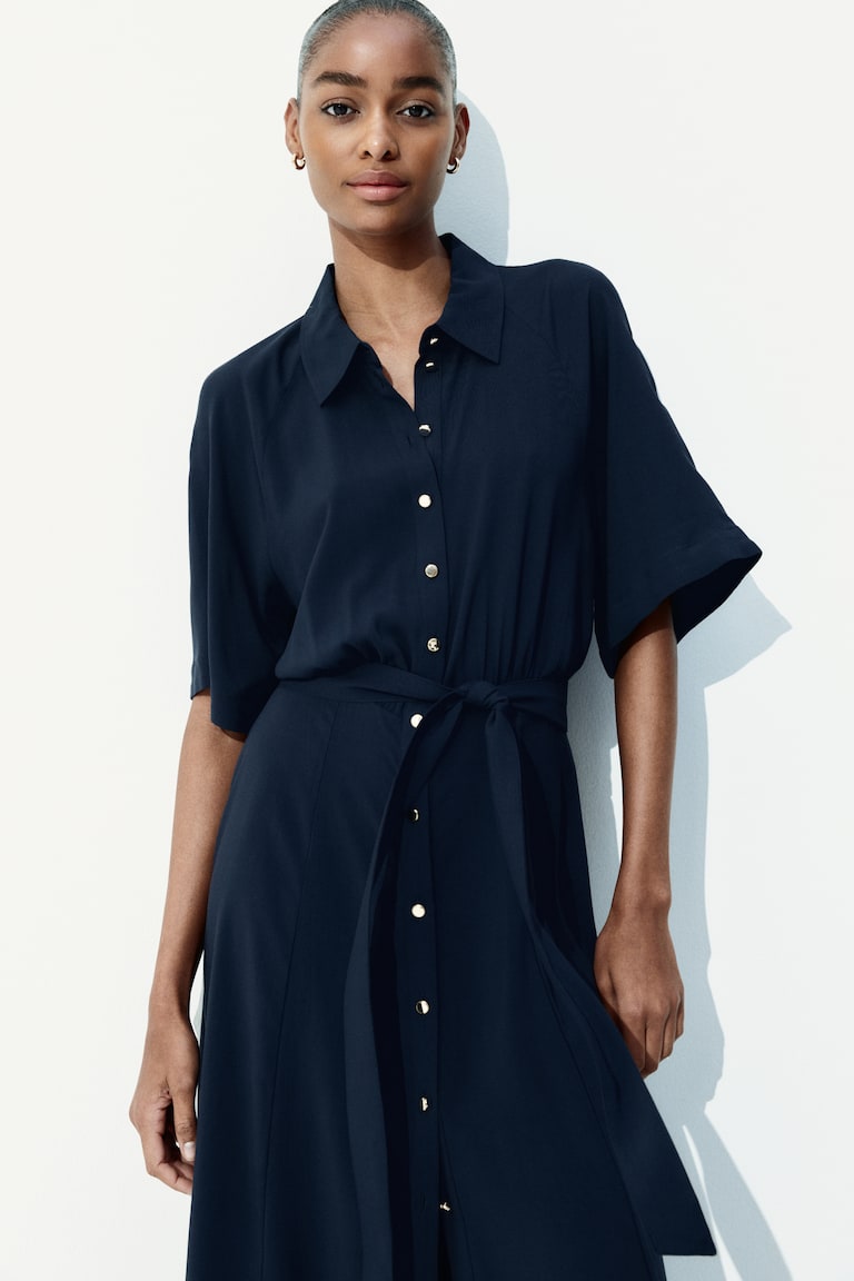 Tie-Belt Shirt Dress