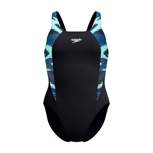 Speedo Women's Hyperboom Splice Muscleback Swimsuit, Clasic Design| Quick Drying, Training, Fitnes, Chlorine Resistant, Dark Teal, 3636