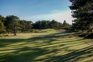 A view of the par-5 8th green from the fairway