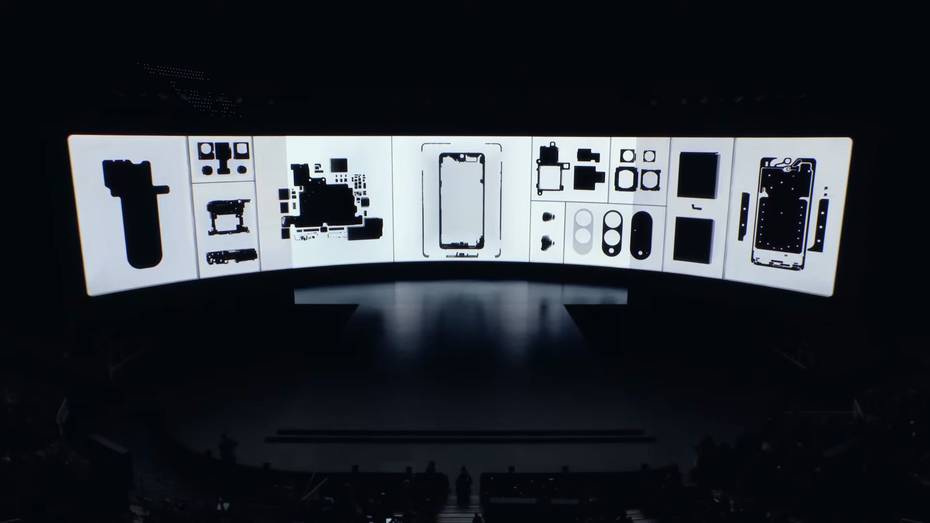 Components for the Samsung Galaxy S25 Edge on stage at Samsung Unpacked 2025