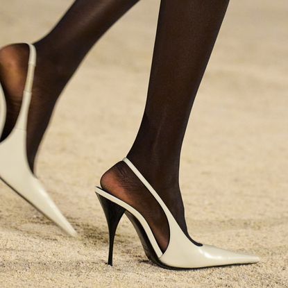 white slingback heels at Saint Laurent spring 2026 runway show