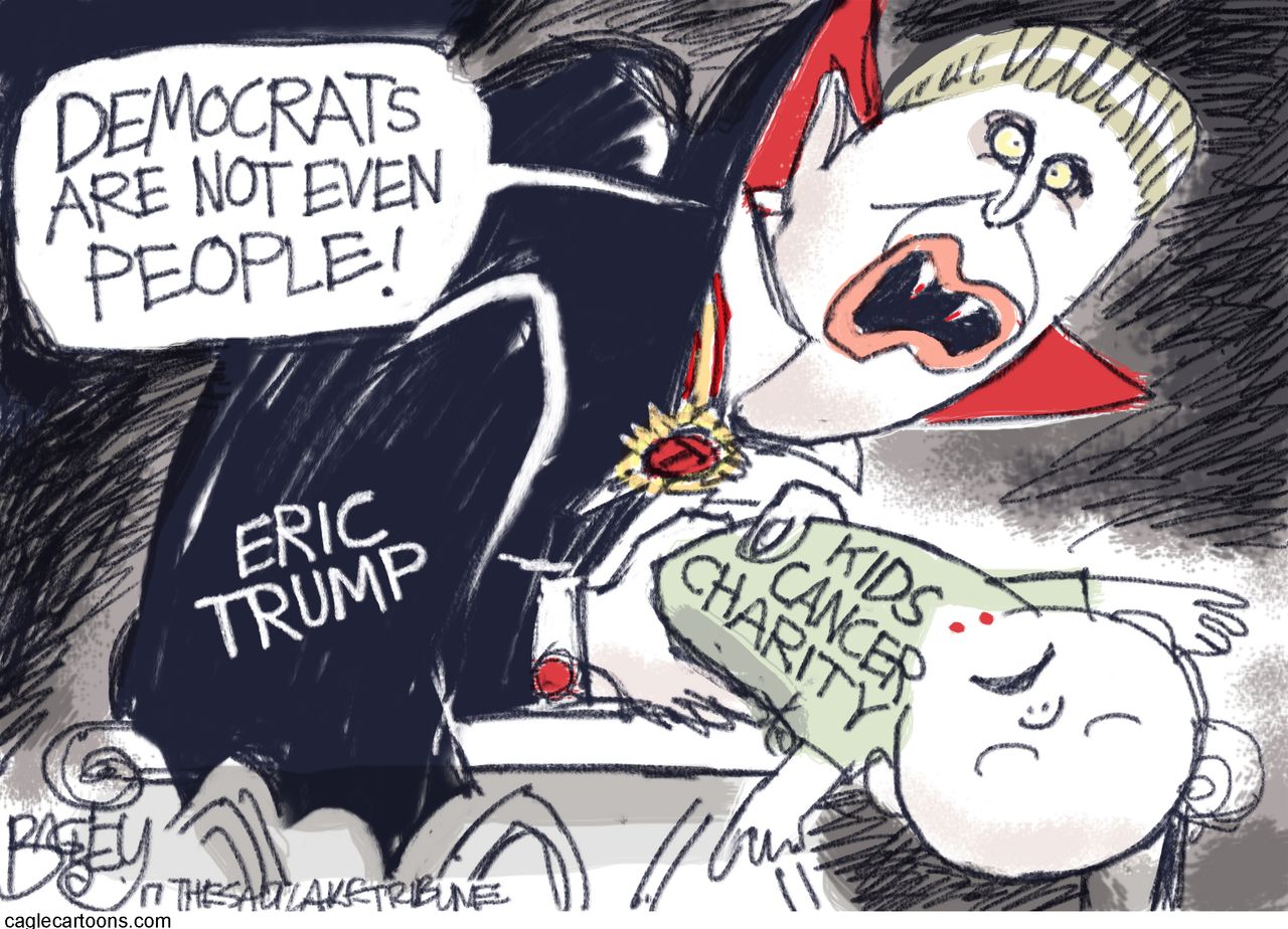 Political cartoon U.S. Eric Trump Democrats not even people St. Jude&amp;#039;s