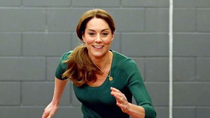 M&S, Catherine, Duchess of Cambridge is seen running during a SportsAid Stars event at the London Stadium in Stratford on February 26, 2020