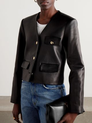 Cara cropped leather jacket