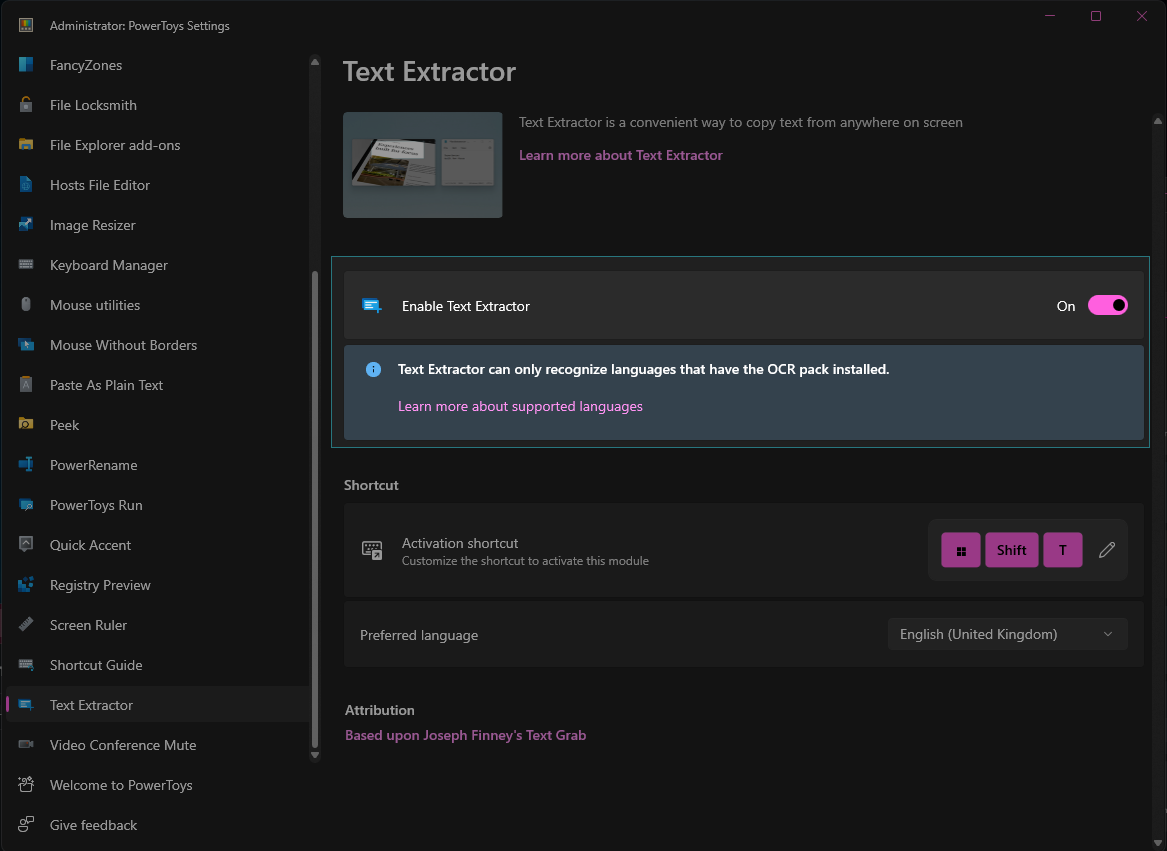 PowerToys Text Extractor