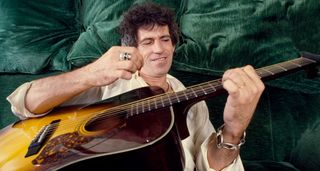 Keith Richards with a Gibson J-45 acoustic