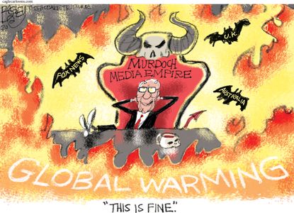 Editorial Cartoon World Murdoch Australia wildfires climate change this is fine