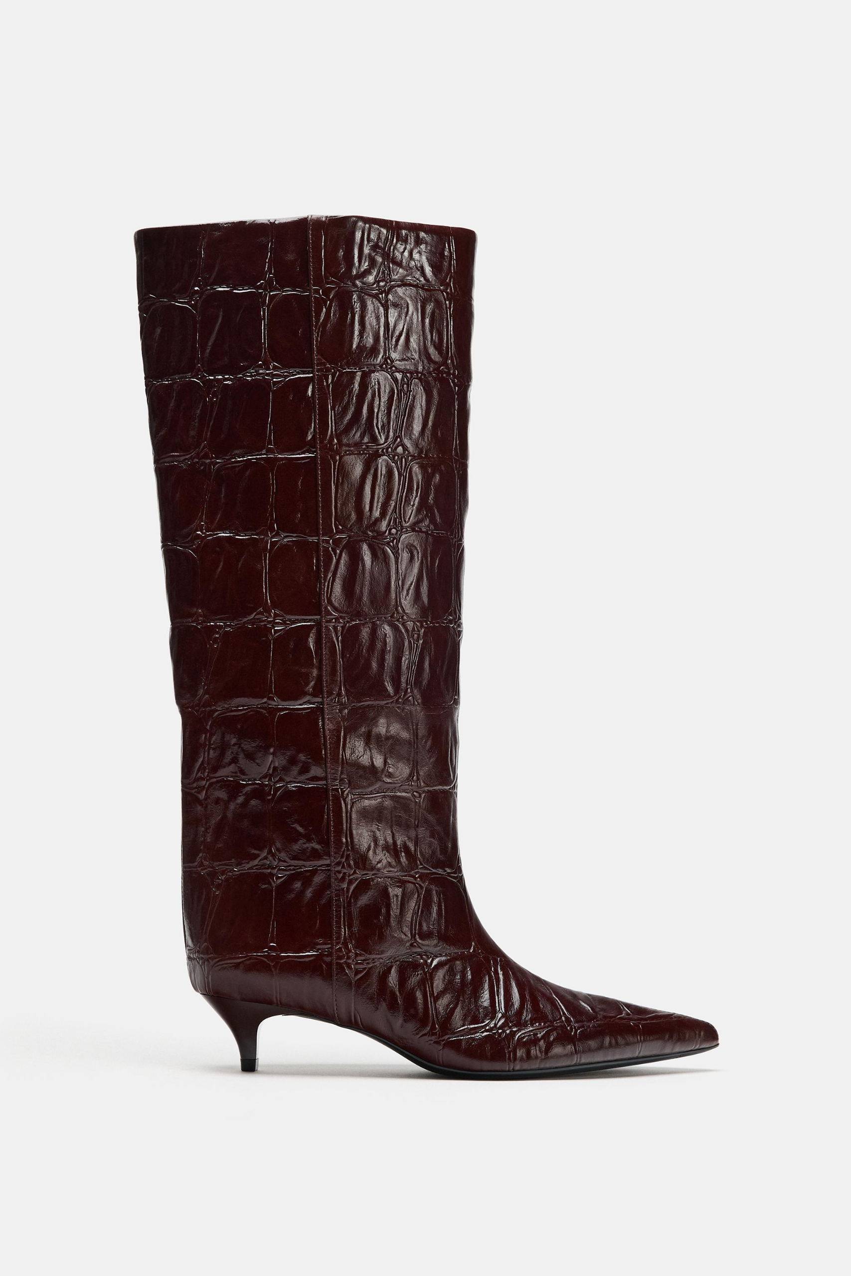 ZARA, Printed Leather Boots