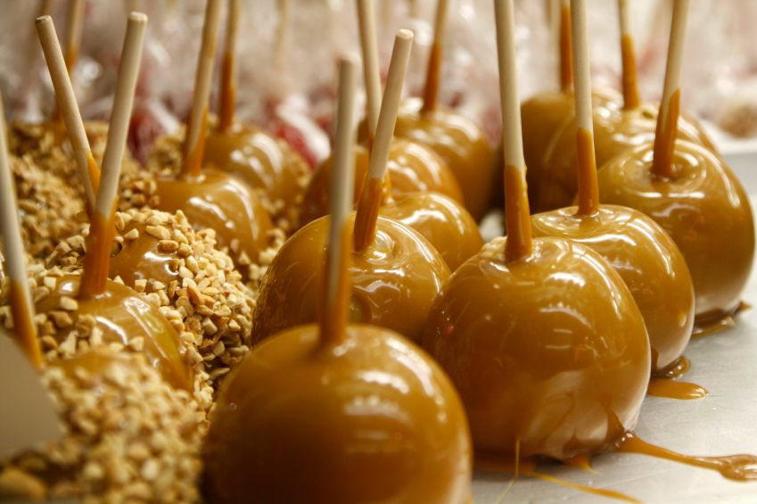 Caramel apples.