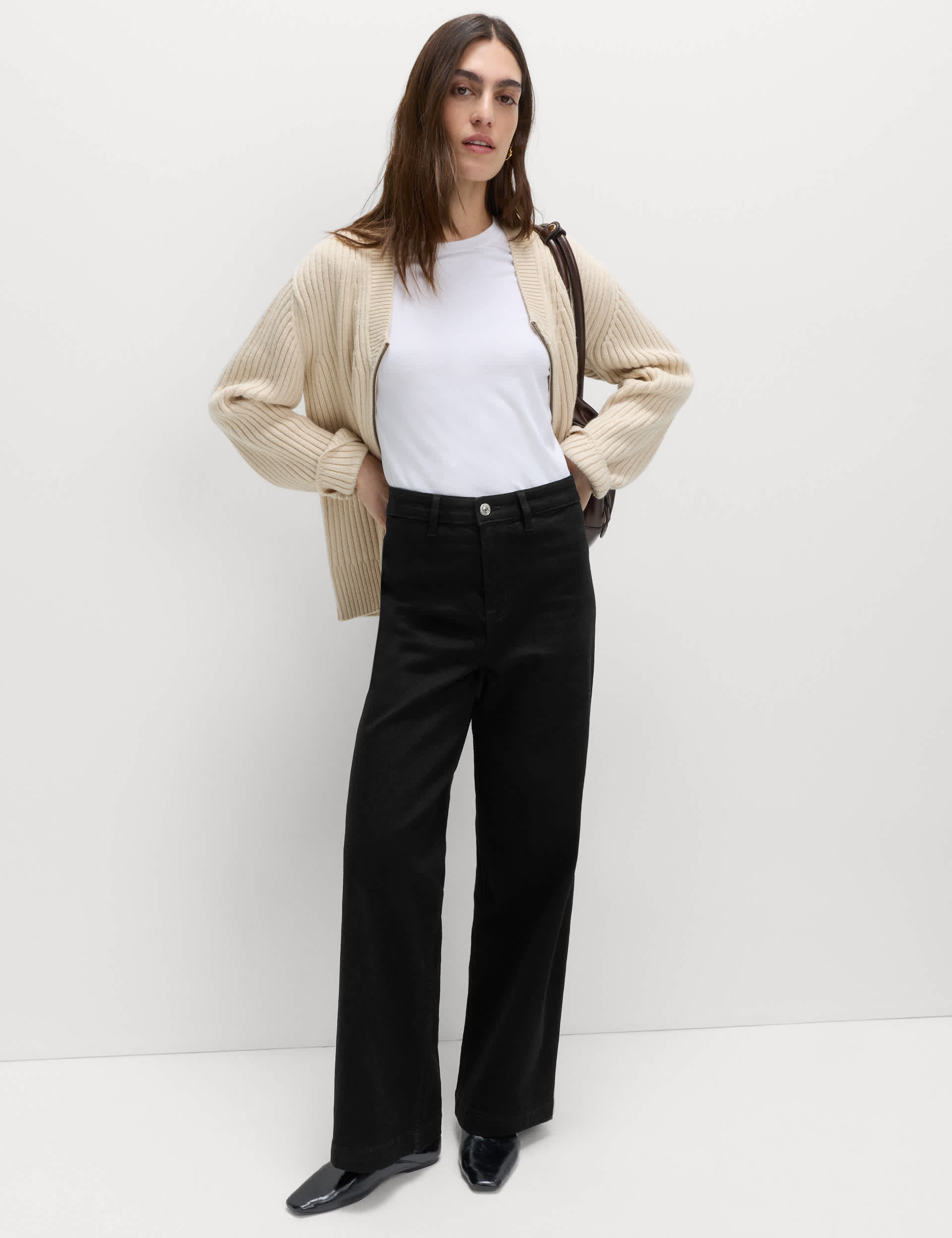 High Waisted Wide Leg Ankle Grazer Jeans