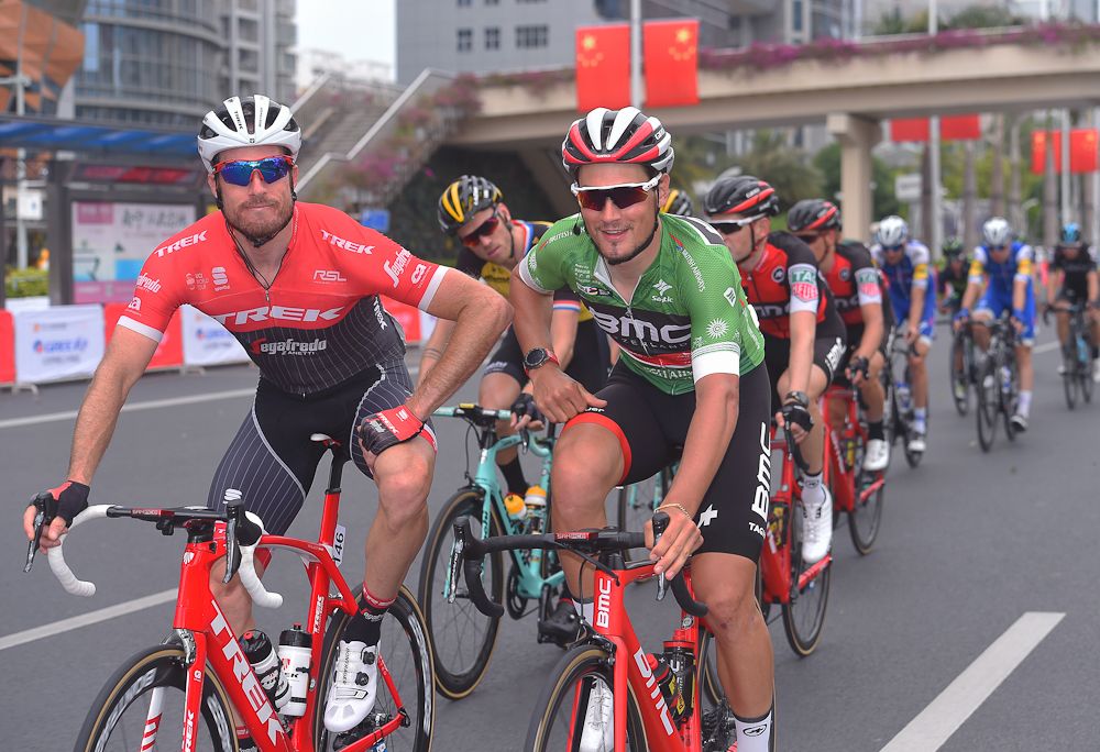 Gregory Rast and Silvan Dillier during a later moment at the Tour of Guangxi