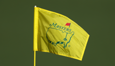 A close up of The Masters flag