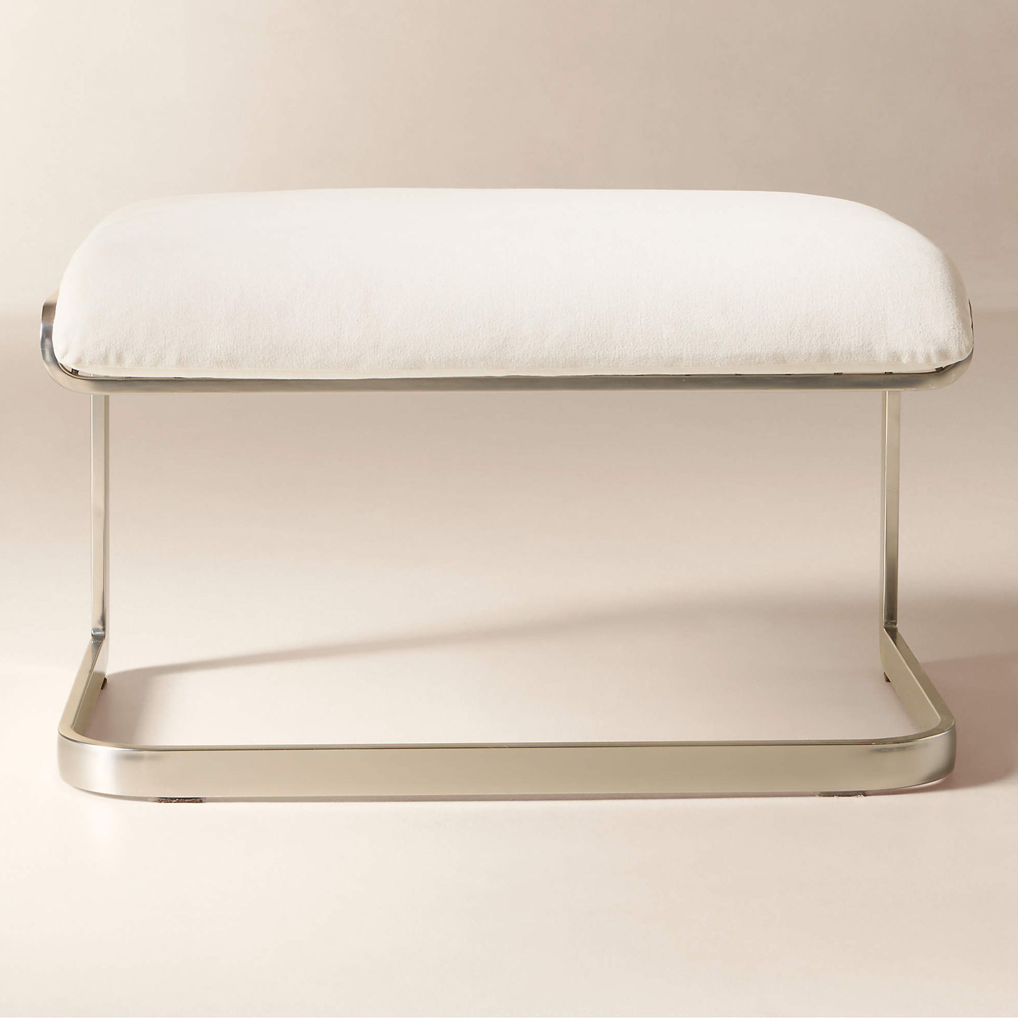 Rake Off-White Fabric Ottoman by Kravitz Design