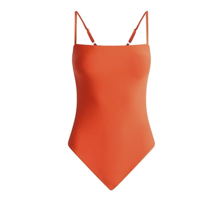 Free Assembly Women's and Women's Plus Square Neck One Piece Swimsuit, Sizes Xs-1x