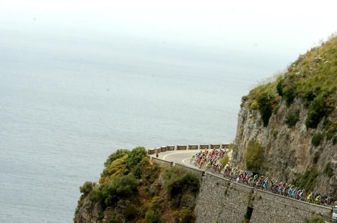 The Giro peloton in action during stage 3, 222km from Sorrento to Marina di Ascea