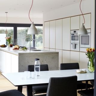 kitchen with worktop and dining table