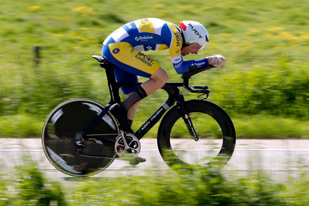 KNOKKEHEIST BELGIUM JUNE 10 Rune Herregodts of Belgium and Team Sport Vlaanderen Baloise during the 90th Baloise Belgium Tour 2021 Stage 2 a 112km Individual Time Trial stage from KnokkeHeist to KnokkeHeist ITT baloisebelgiumtour on June 10 2021 in KnokkeHeist Belgium Photo by Bas CzerwinskiGetty Images