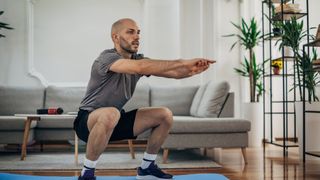 A man performing squats