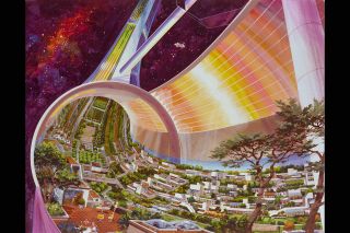 A 1975 artist's rendering of what a future space colony might look like.
