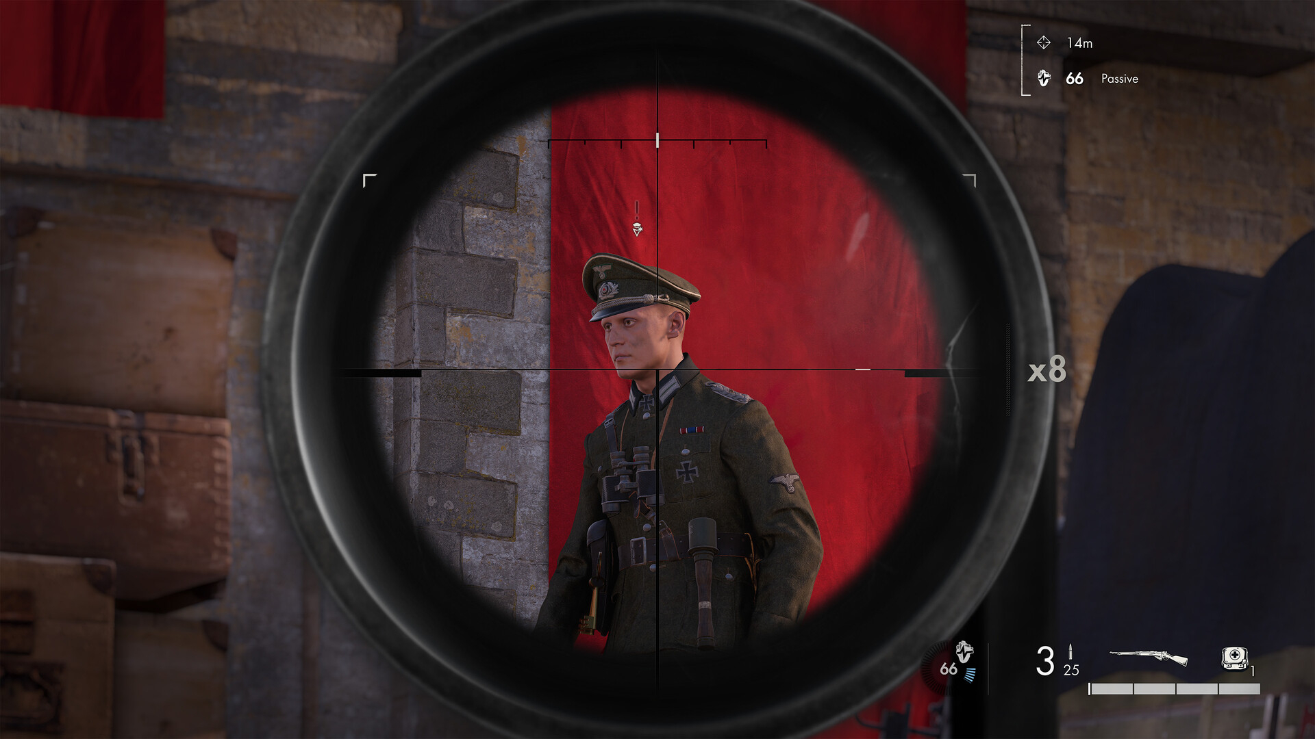 A screenshot of a sniper scope in Sniper Elite Resistance