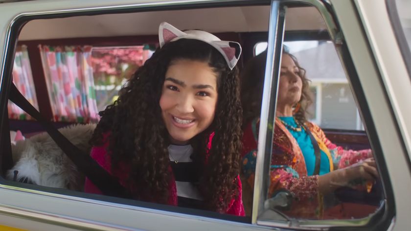 Laila Lockhart Kraner as Gabby talks to the audience during a trailer for Gabby&#039;s Dollhouse: The Movie.