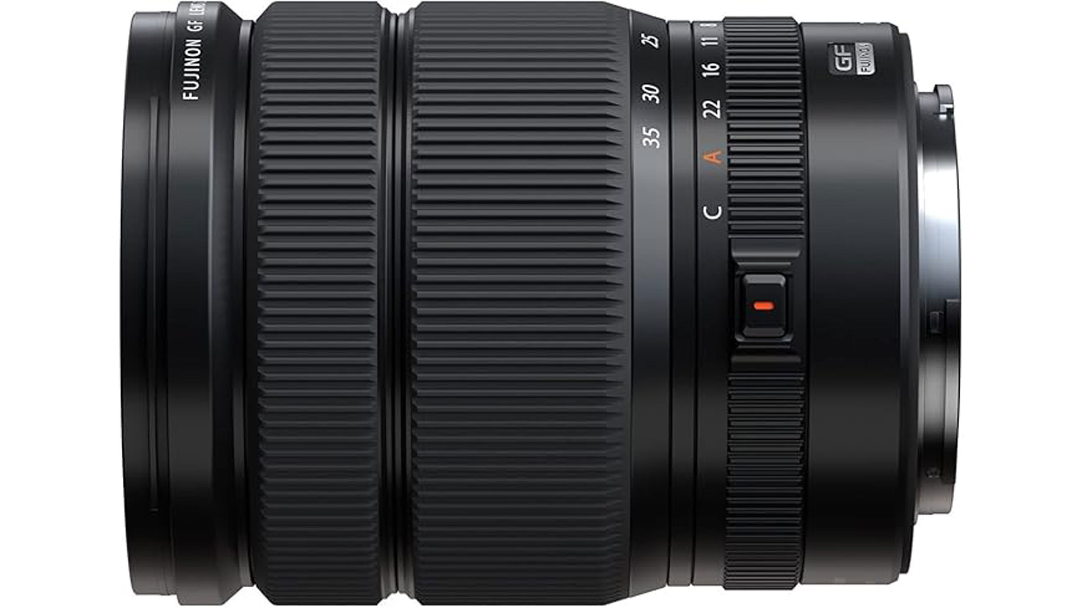 A side view of the Fujifilm GF 20-35mm f/4 R WR lens