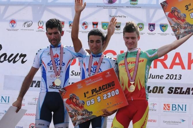 Mizbani, Kolahdozhagh and Pujol on the podium after Stage 5