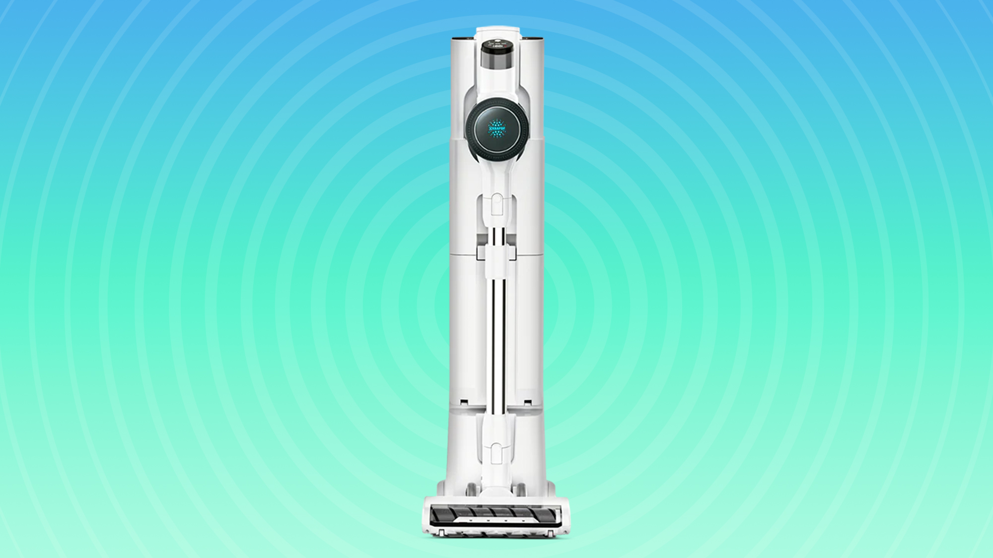 Kleva Krapof Auto Clean Slim Power Vac in white on a blue and green background