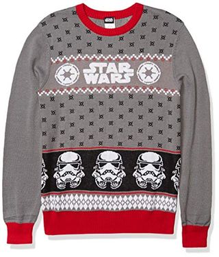 Star Wars Men's Ugly Christmas Sweater, Stormtrooper/Grey, Large