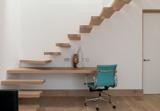 a built-in desk idea as part of a staircase