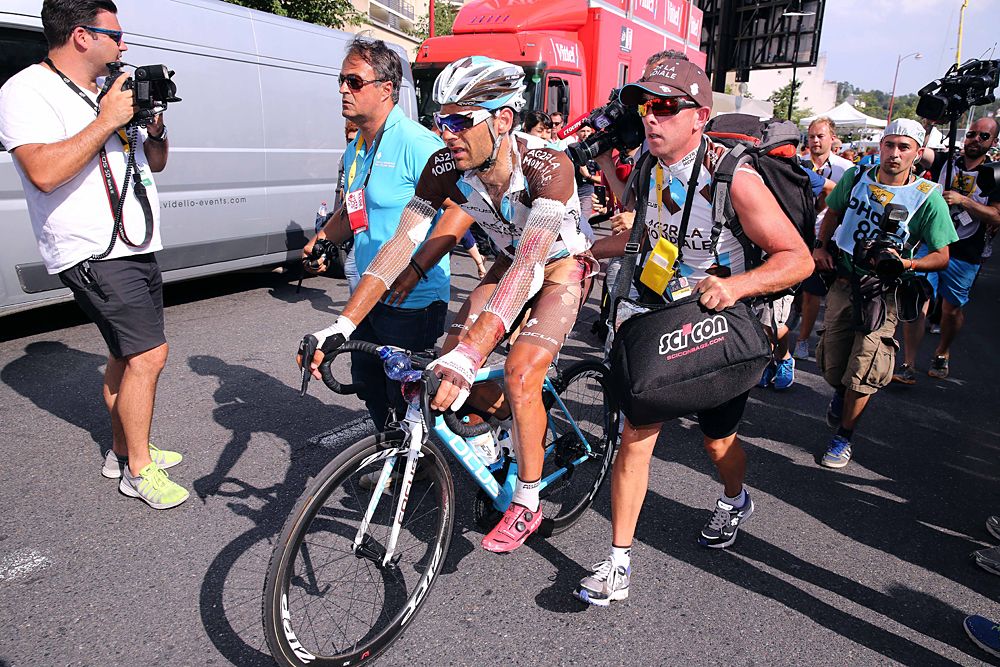 Jean-Christophe Peraud (AG2R) was quickly taken to medical after the stage