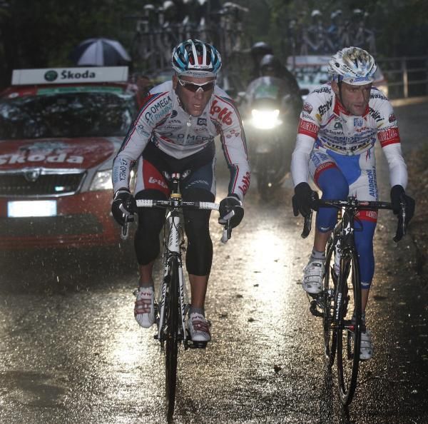And then there were two...Philippe Gilbert and Michele Scarponi duel for victory at the Giro di Lombardia.
