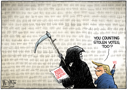 Political Cartoon U.S. Trump COVID deaths election&nbsp;