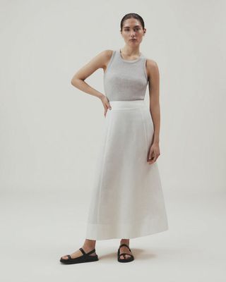 Women's Future-Linen Panelled Midi Skirt